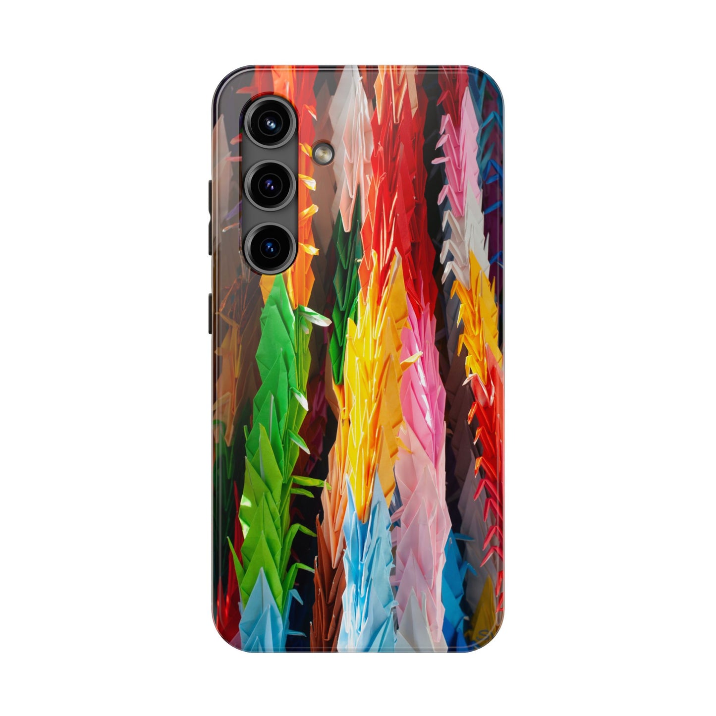 An iPhone or Samsung Tough Phone Case - PAPER CRANES - iPhone 16 & 15 - Samsung Galaxy S24 - Durable, Protective Cases for Everyday Adventures, Great for Gifts, Birthdays, Holidays, Original Art Design