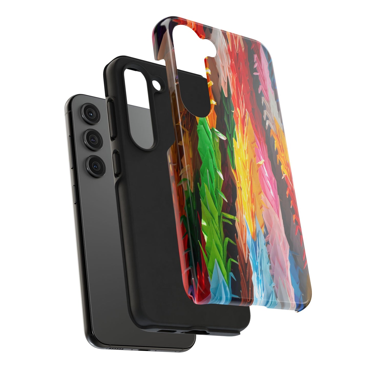An iPhone or Samsung Tough Phone Case - PAPER CRANES - iPhone 16 & 15 - Samsung Galaxy S24 - Durable, Protective Cases for Everyday Adventures, Great for Gifts, Birthdays, Holidays, Original Art Design