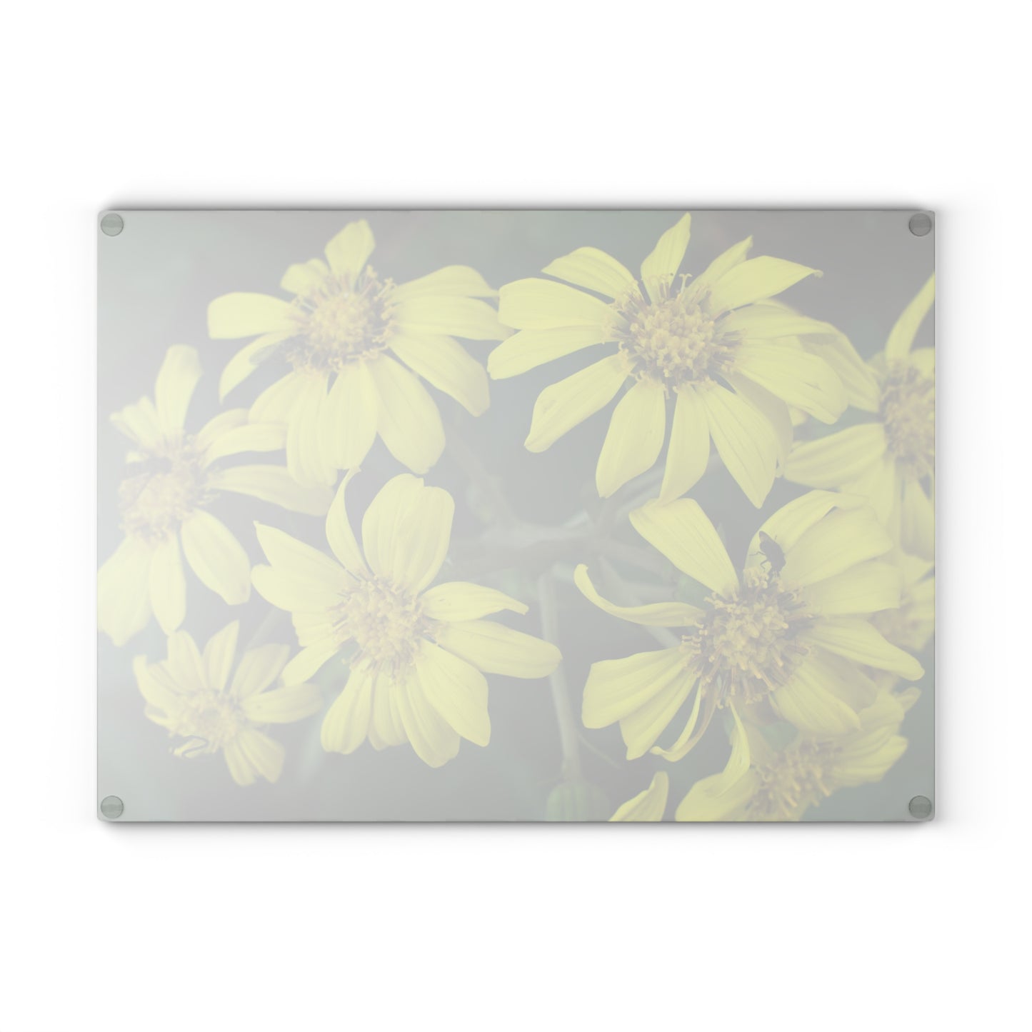 YELLOW FLOWERS - Artistic Glass Cutting Board - Unique Kitchen Decor, Modern Chef Gift, Housewarming Present, Vibrant Kitchen Accessory, Abstract Photography Art Design