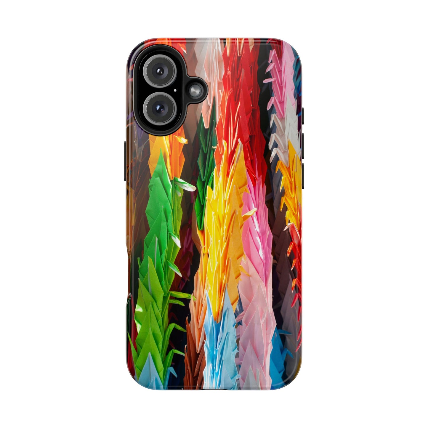 An iPhone or Samsung Tough Phone Case - PAPER CRANES - iPhone 16 & 15 - Samsung Galaxy S24 - Durable, Protective Cases for Everyday Adventures, Great for Gifts, Birthdays, Holidays, Original Art Design