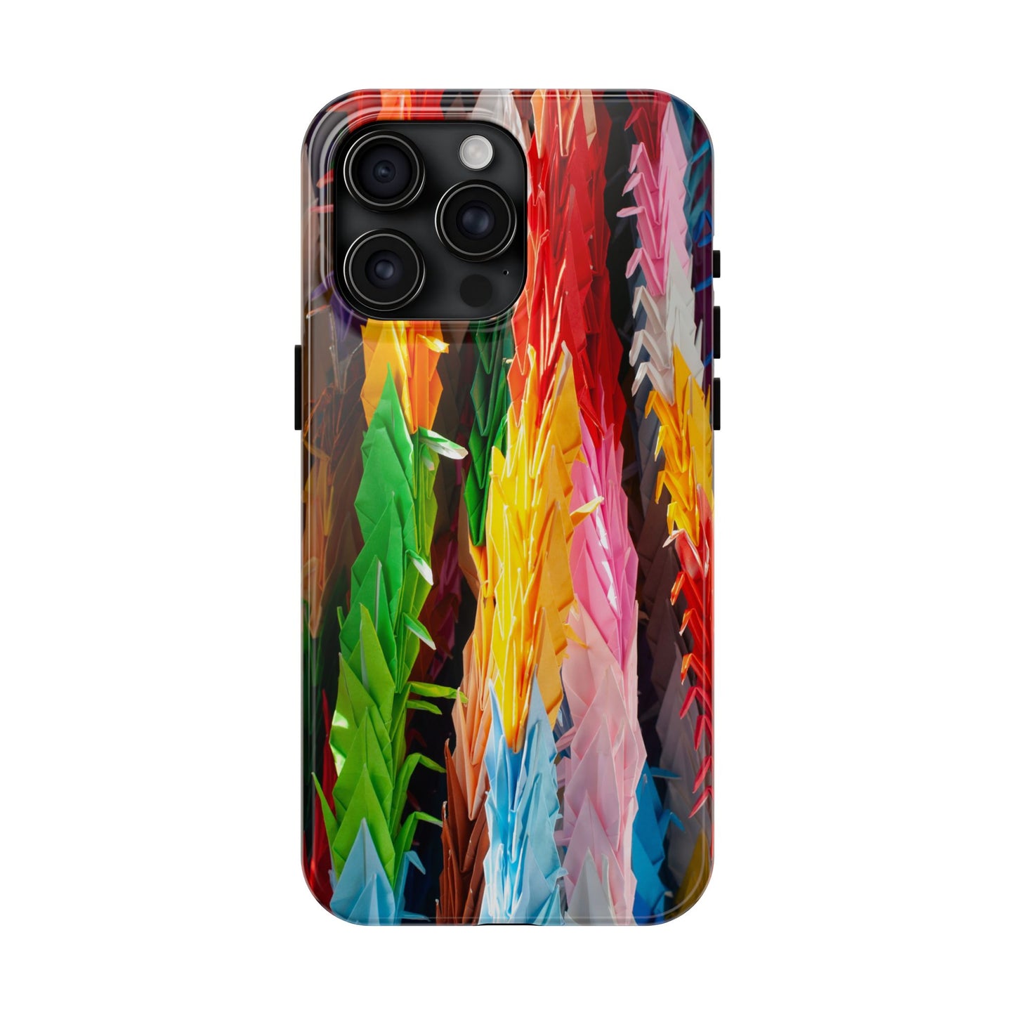 An iPhone or Samsung Tough Phone Case - PAPER CRANES - iPhone 16 & 15 - Samsung Galaxy S24 - Durable, Protective Cases for Everyday Adventures, Great for Gifts, Birthdays, Holidays, Original Art Design