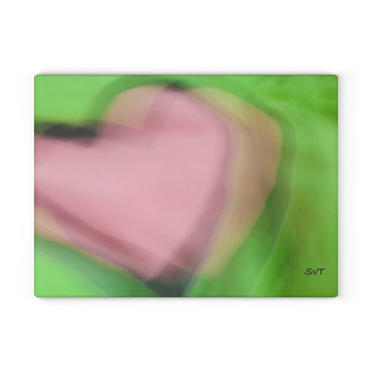 PINK HEART - Artistic Glass Cutting Board - Unique Kitchen Decor, Modern Chef Gift, Housewarming Present, Vibrant Kitchen Accessory, Abstract Photography Art Design