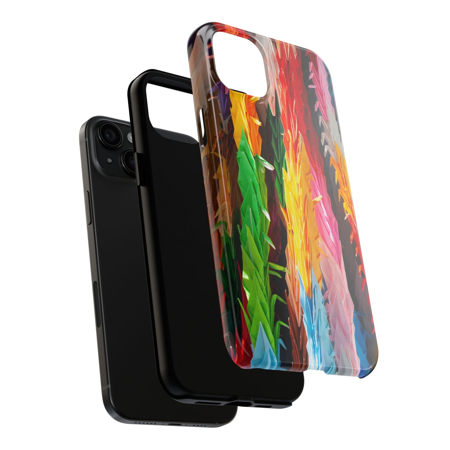 An iPhone or Samsung Tough Phone Case - PAPER CRANES - iPhone 16 & 15 - Samsung Galaxy S24 - Durable, Protective Cases for Everyday Adventures, Great for Gifts, Birthdays, Holidays, Original Art Design