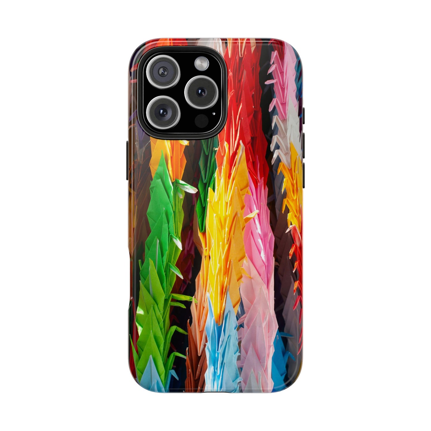 An iPhone or Samsung Tough Phone Case - PAPER CRANES - iPhone 16 & 15 - Samsung Galaxy S24 - Durable, Protective Cases for Everyday Adventures, Great for Gifts, Birthdays, Holidays, Original Art Design