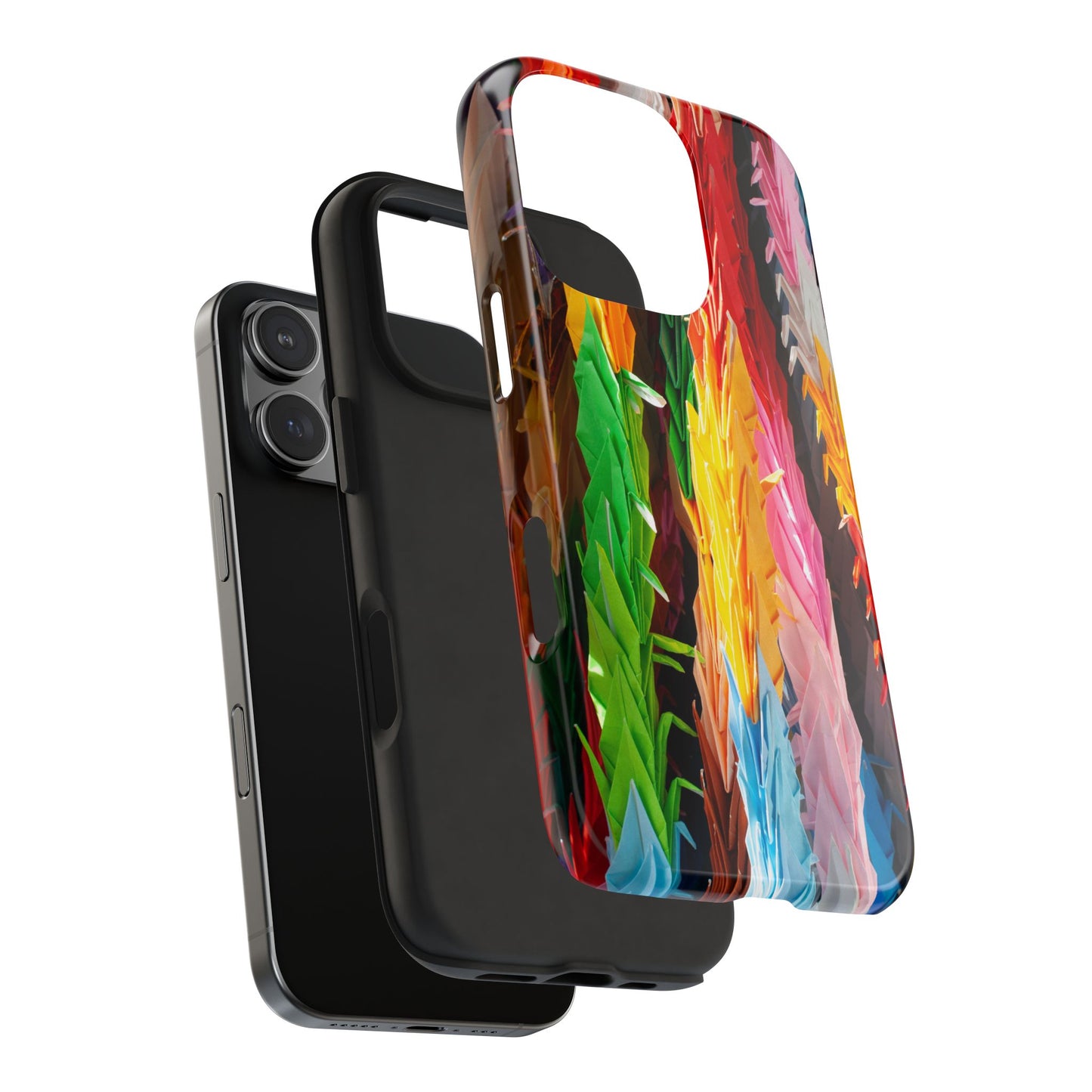 An iPhone or Samsung Tough Phone Case - PAPER CRANES - iPhone 16 & 15 - Samsung Galaxy S24 - Durable, Protective Cases for Everyday Adventures, Great for Gifts, Birthdays, Holidays, Original Art Design