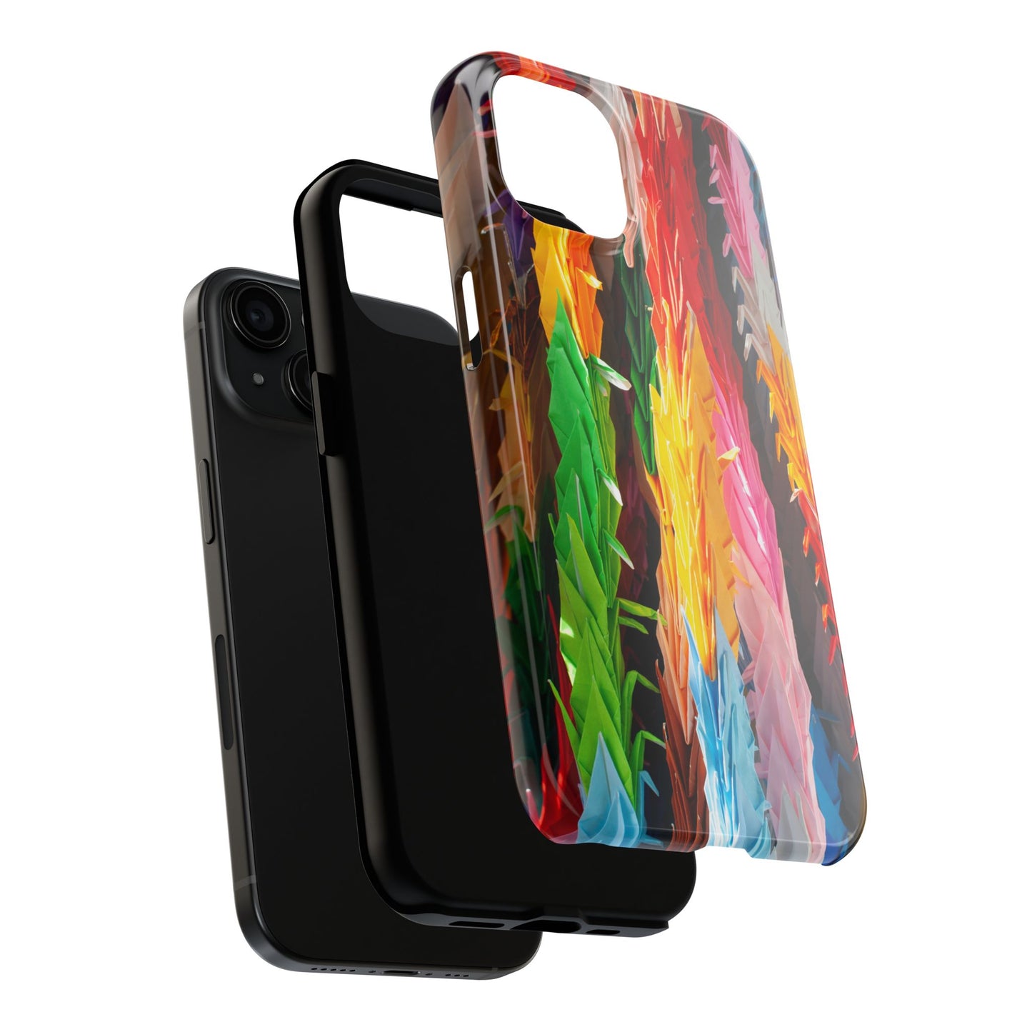 An iPhone or Samsung Tough Phone Case - PAPER CRANES - iPhone 16 & 15 - Samsung Galaxy S24 - Durable, Protective Cases for Everyday Adventures, Great for Gifts, Birthdays, Holidays, Original Art Design