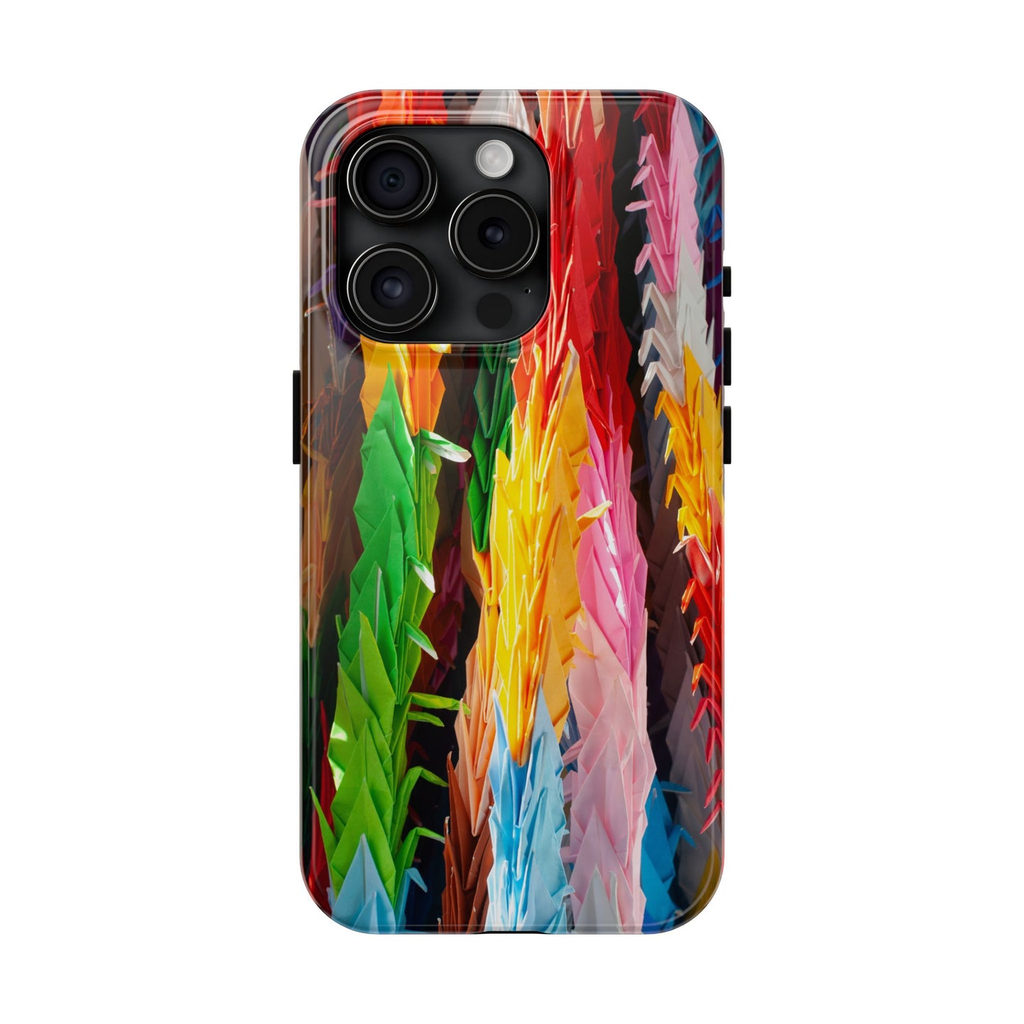An iPhone or Samsung Tough Phone Case - PAPER CRANES - iPhone 16 & 15 - Samsung Galaxy S24 - Durable, Protective Cases for Everyday Adventures, Great for Gifts, Birthdays, Holidays, Original Art Design