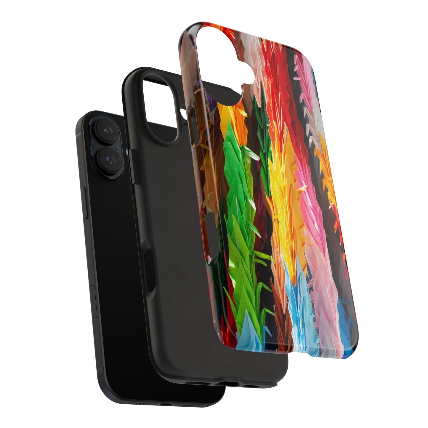 An iPhone or Samsung Tough Phone Case - PAPER CRANES - iPhone 16 & 15 - Samsung Galaxy S24 - Durable, Protective Cases for Everyday Adventures, Great for Gifts, Birthdays, Holidays, Original Art Design