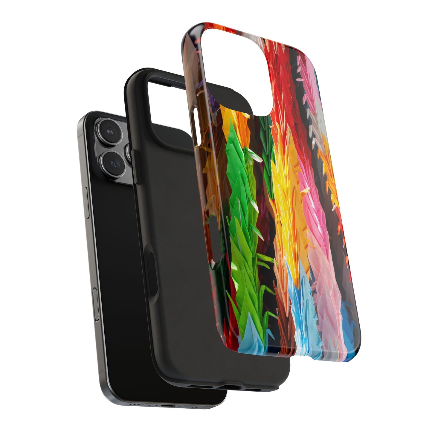An iPhone or Samsung Tough Phone Case - PAPER CRANES - iPhone 16 & 15 - Samsung Galaxy S24 - Durable, Protective Cases for Everyday Adventures, Great for Gifts, Birthdays, Holidays, Original Art Design