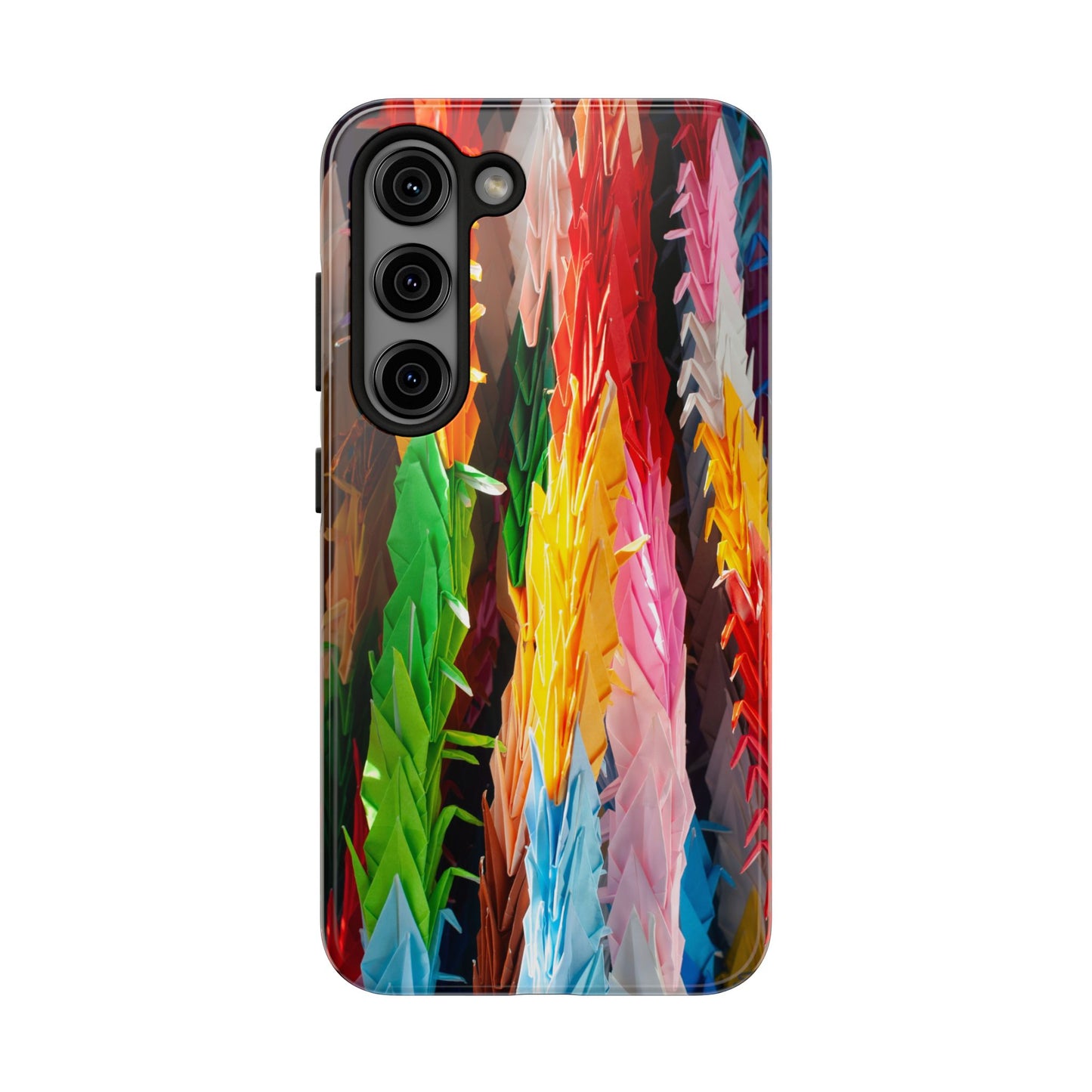 An iPhone or Samsung Tough Phone Case - PAPER CRANES - iPhone 16 & 15 - Samsung Galaxy S24 - Durable, Protective Cases for Everyday Adventures, Great for Gifts, Birthdays, Holidays, Original Art Design