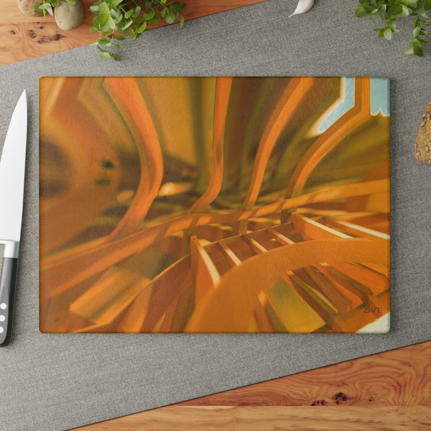 BEAMS - Artistic Glass Cutting Board - Unique Kitchen Decor, Modern Chef Gift, Housewarming Present, Vibrant Kitchen Accessory, Abstract Photography Art Design