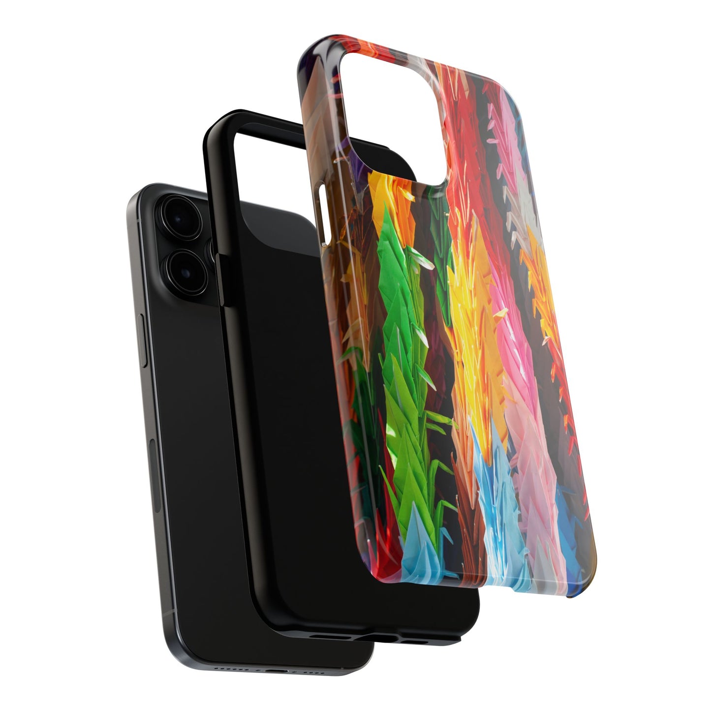 An iPhone or Samsung Tough Phone Case - PAPER CRANES - iPhone 16 & 15 - Samsung Galaxy S24 - Durable, Protective Cases for Everyday Adventures, Great for Gifts, Birthdays, Holidays, Original Art Design